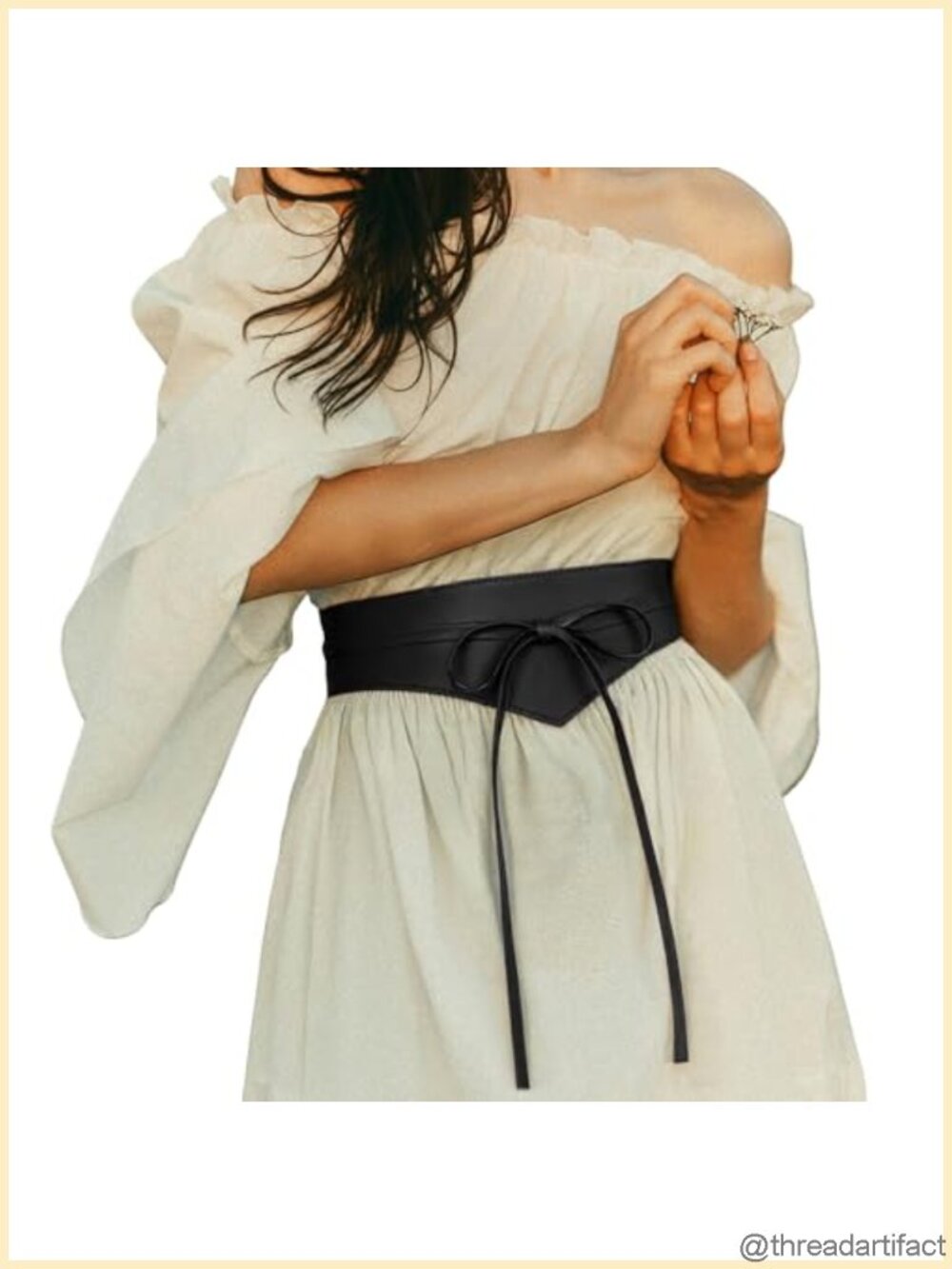 Wide PU Leather Renaissance Corset Belt Lace-Up Ren Faire Costume Accessory